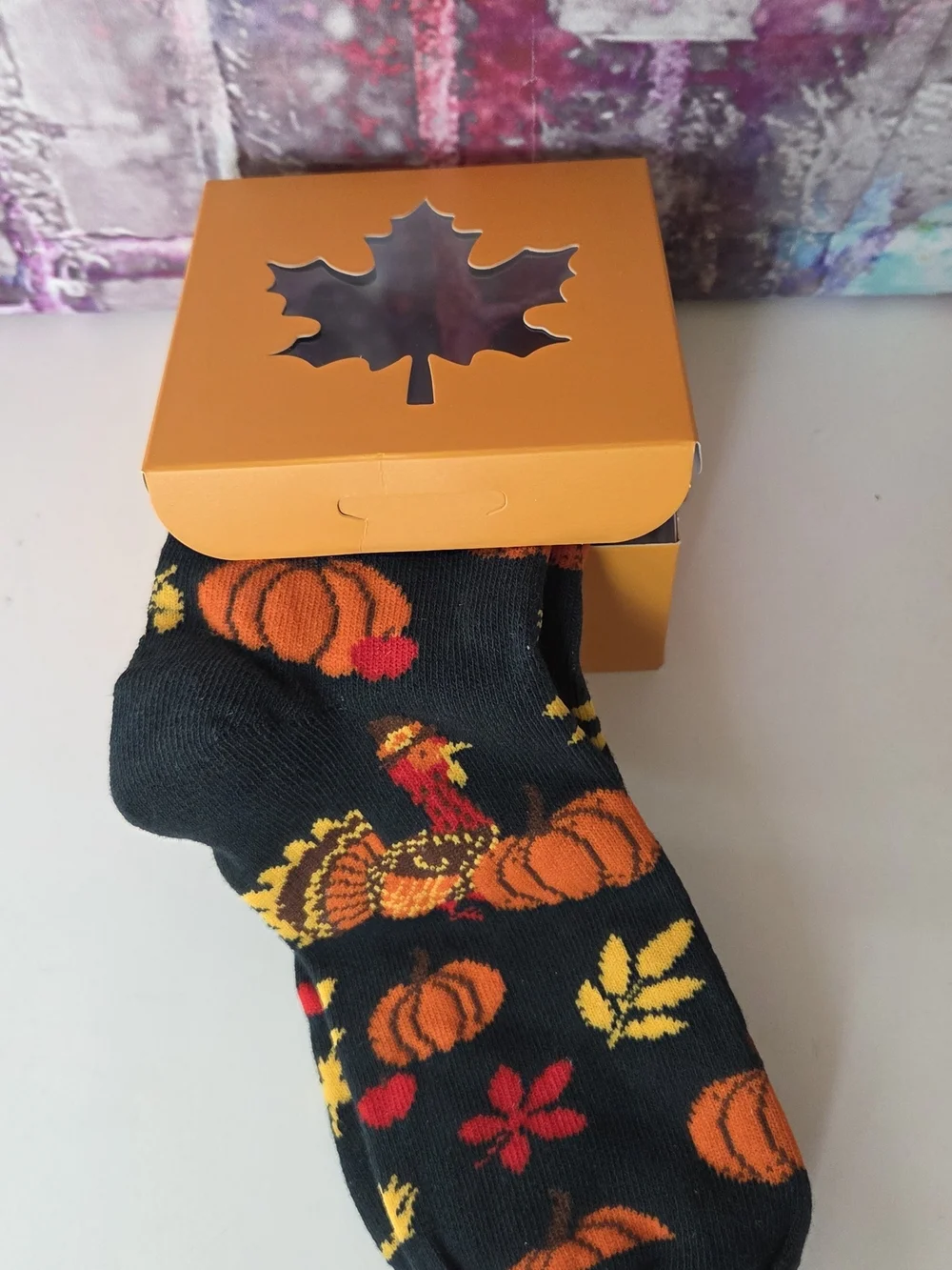 Fall Pumpkin Crew Socks NIB